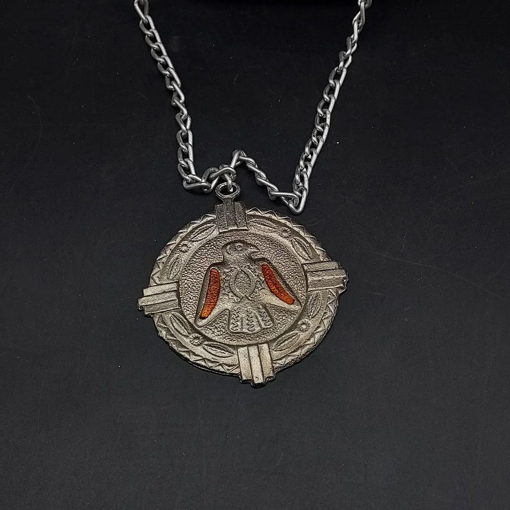 Heavy‎ Silver Tone Tribal Eagle Bird Pendant Necklace Copper Tone Wings